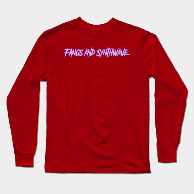 Fangs and Synthwave Long Violet Logo Long Sleeve T-Shirt by Electrish